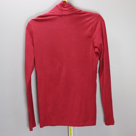 CAbi Brick Red Cowl Neck Wrap Top Long Sleeve Size M - Picture 2 of 5